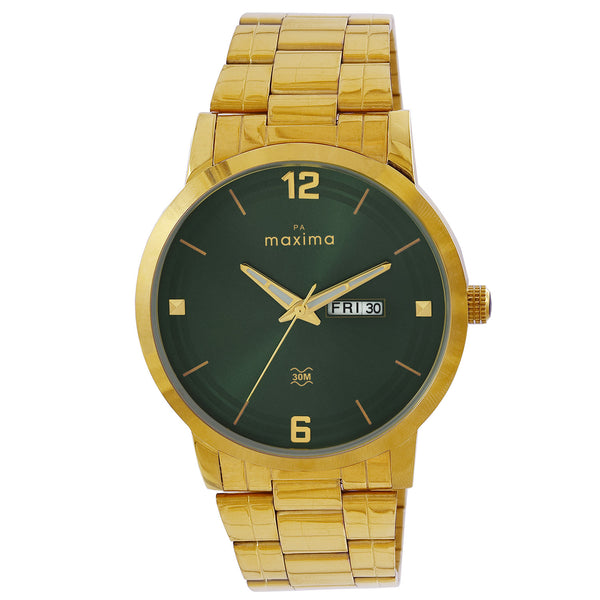 Maxima GOLD Men Green Dial Analogue Watch 68963CMGY