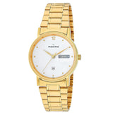 Maxima GOLD Men White Dial Analogue Watch - 04147CMGY