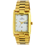 Maxima GOLD Men White Dial Analogue Watch - 15362CMGY