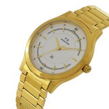 Maxima GOLD Men White Dial Analogue Watch - 34655CMGY