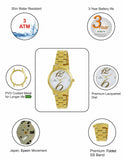 Maxima GOLD Women White Dial Analogue Watch - 55122CMLY