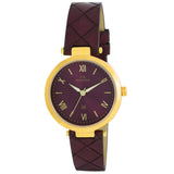 Maxima GOLD Women Burgundy Dial Analogue Watch - 55850LMLY