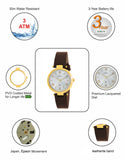 Maxima GOLD Women White Dial Analogue Watch - 55852LMLY