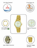 Maxima GOLD Women White Dial Analogue Watch - 56100CMLY