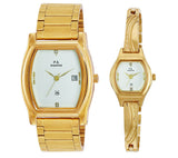 Maxima GOLD Couple White Dial Analogue Watch - 56421/56441BMPY