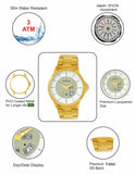 Maxima GOLD Men White Dial Analogue Watch - 68972CMGY