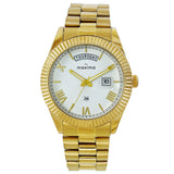 Maxima GOLD Men White Dial Analogue Watch - 69101CMGY