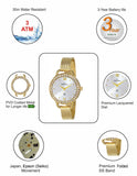 Maxima GOLD Women Silver Dial Analogue Watch - O-64334CMLY