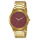 Maxima GOLD Men Burgundy Dial Analogue Watch - T-55660CMGY